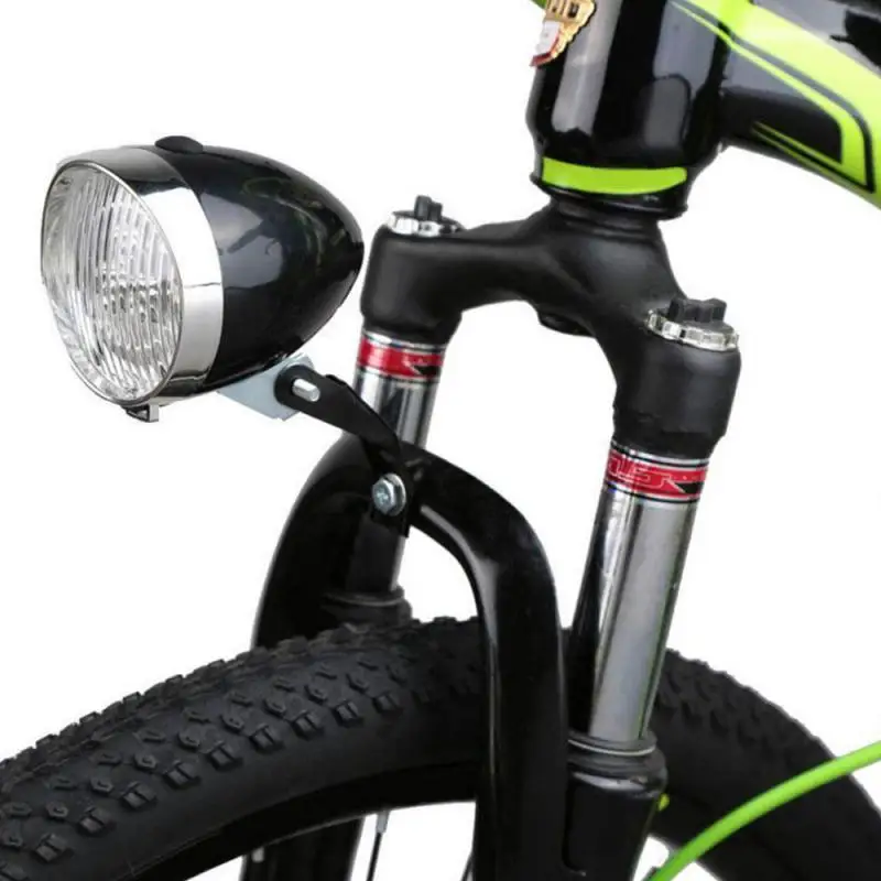 ABS Plastic Shell Classical Headlight Bright Retro Vintage Bike LED Light Night Riding Front Lamp with Bracket