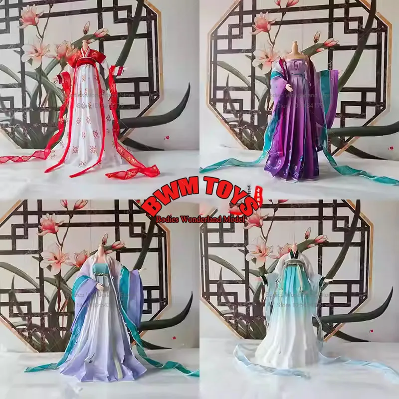 Customize Clothes 1/6 Traditional Kimonos Tang Dynasty Printed Chest Length Hanfu Fairy Princess Dress For BJD ob27 12'' Body