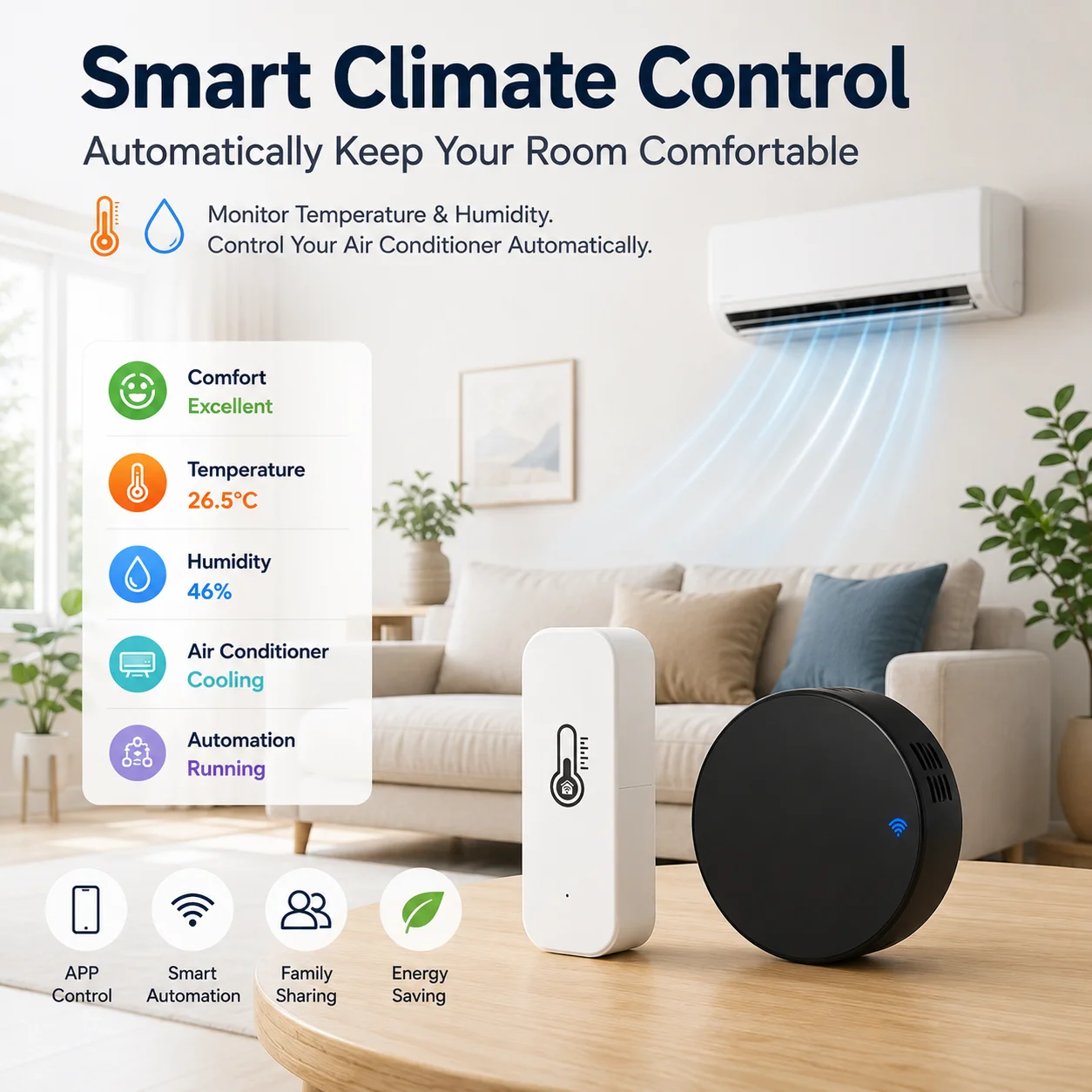 Tuya WiFi Temperature Humidity Sensor Universal IR Remote Control Smart Climate Hub for AC TV Fan Smart Life APP 2.4GHz