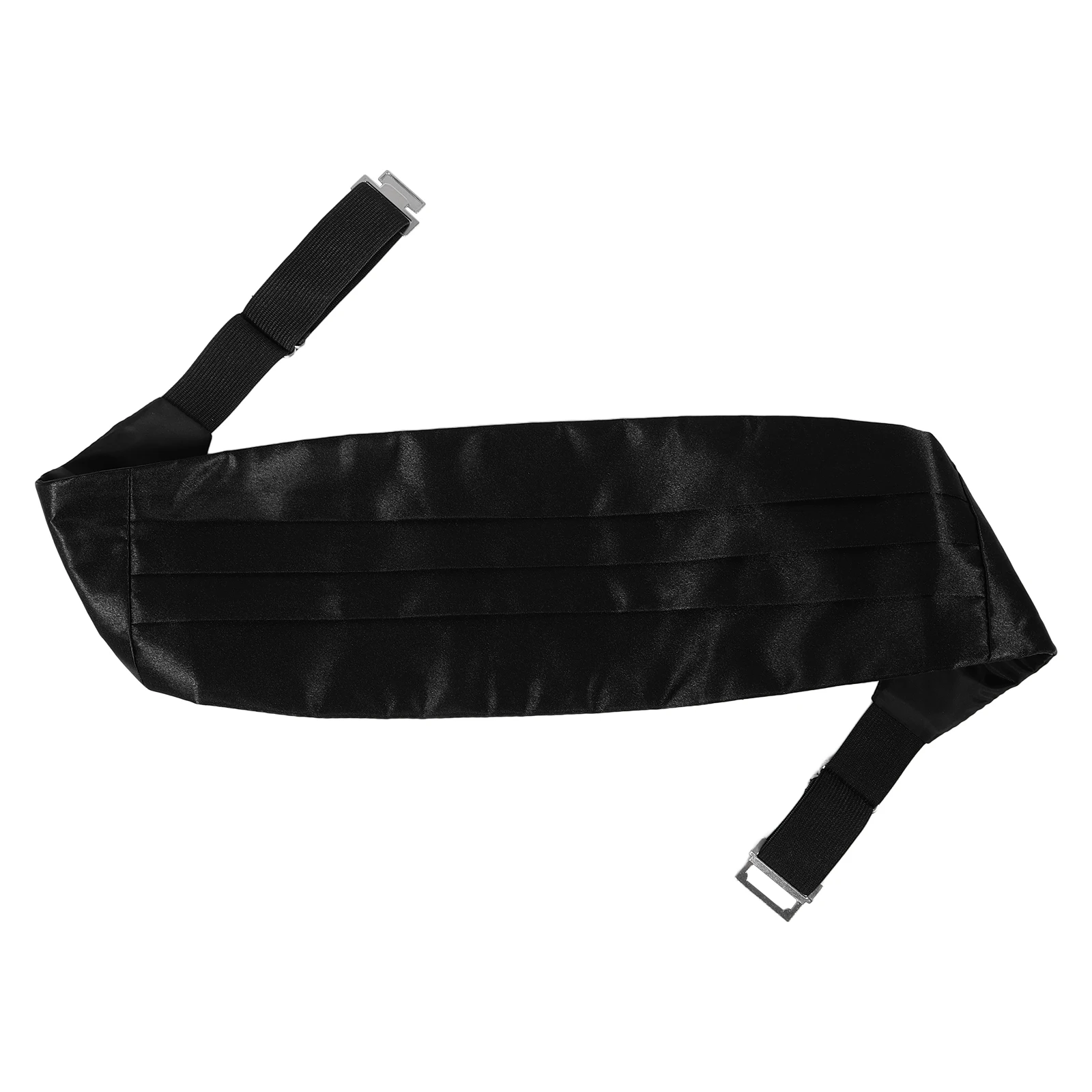 

Black Tuxedo Set Men Satin Cumberbund Adjustable Belt Bow Tie Pocket Square Formal Wear Night Party Accessory Elegant Box