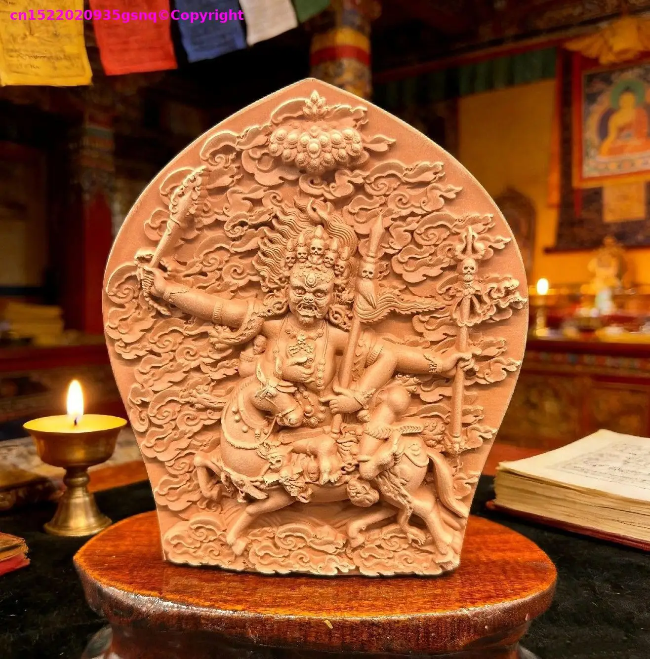 

Tibetan multi-arm Glorious Goddess Palden Lhamo Handmade clay buddha Holy tsha-tsha Buddhist temple lama monk worship 10cm