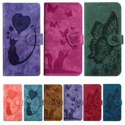 Flip Case für Samsung Galaxy A55 A54 A35 A34 A25 A24 A15 A14 A05S A13 A23 A33 A53 Hüllen Cat Butterfly Leder Brieftasche Rückseite