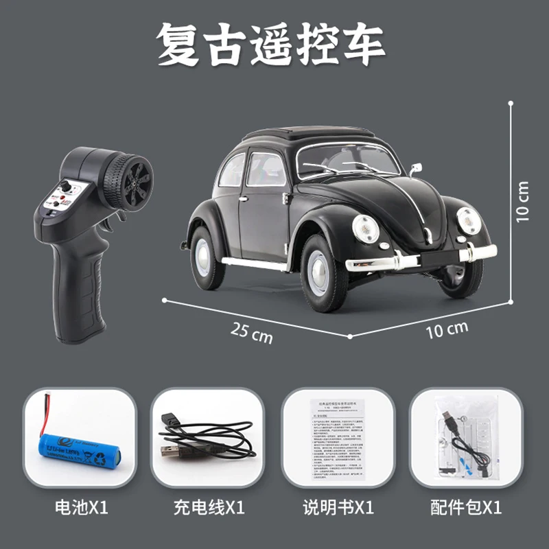 D62mini Naughty Rondelin Retro Simulation Beetle Light Drift Flat Run Remote Control Car Kids Rc Toys Children Birthday Gift