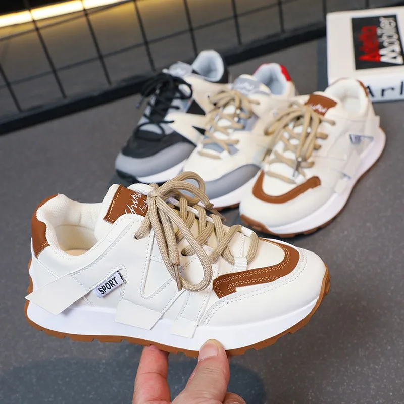 Sneakers Children Korean Version Student Thick Sole Breath Comfort Wear-resistant Lace Up Letter Casual Shoes Forrest Gump Shoes