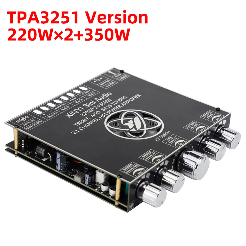 2*220W+350W TPA3251 TDA7498E Bluetooth Power Amplifier Board 2.1Ch Class D USB Sound Card Subwoofer Theater Audio Stereo Amp