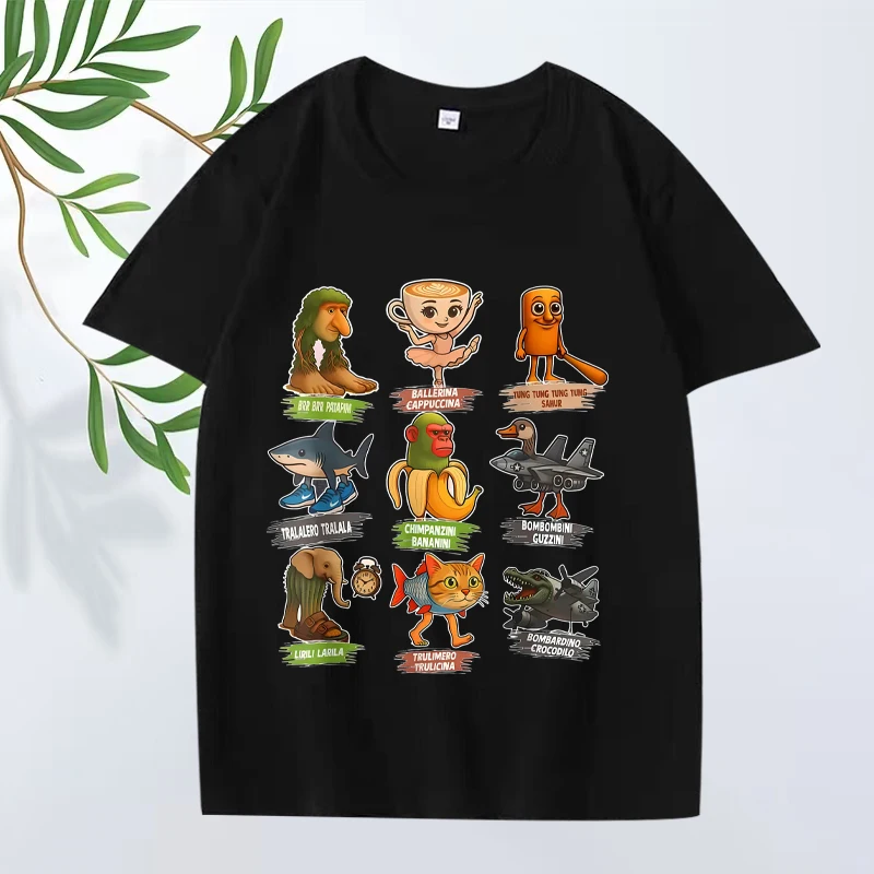 

Italian Brainrot Funny Meme T Shirt men ’s women Oversized 100% Cotton fashion streetwear short sleeve Summer print Unisex tops
