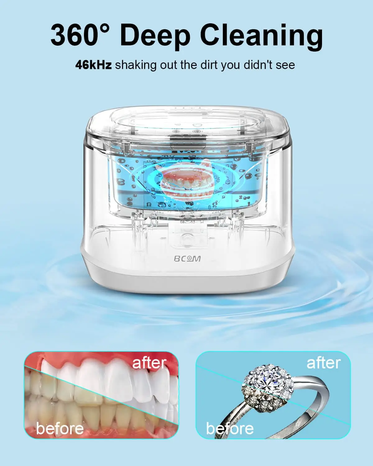 2025 آلة تنظيف الأسنان المحمولة خفيفة الوزن جديدة أطقم الأسنان والمجوهرات منظف بالموجات فوق الصوتية
