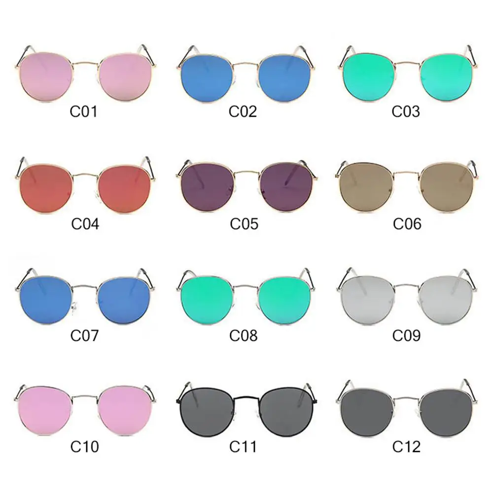 1Pc Metal Frame Round Sunglasses Hippie Retro Shades Eyewear Women Men Sun Glasses UV Protection Summer Outdoor Accessories