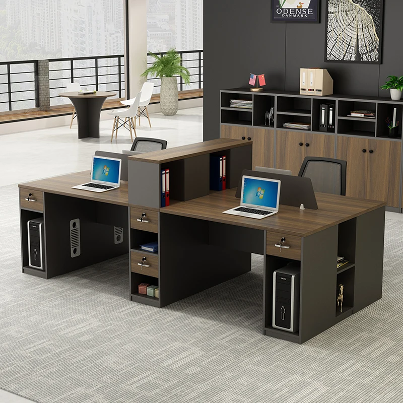 Desk simple modern 6-person staff desk and chair combination card holder staff finance 4-person office desk office