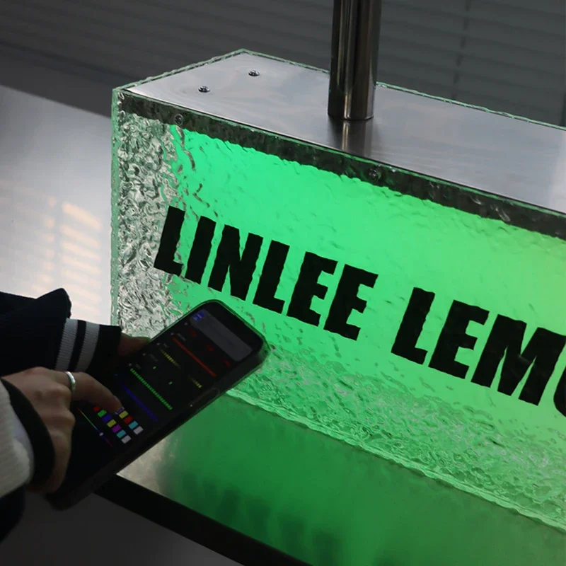 Panneau d'affichage en acrylique Shoous avec motif en pierre, panneau publicitaire coloré en cristal, boîte à lumière de magasin, enseigne de signalisation LED extérieure