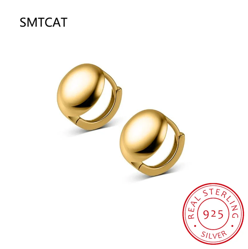 Luxury 925 Sterling Silver Fashion Simple Smooth Round Ball Charm Hoop Earrings For Women Wedding Fine Jewelry DA2977