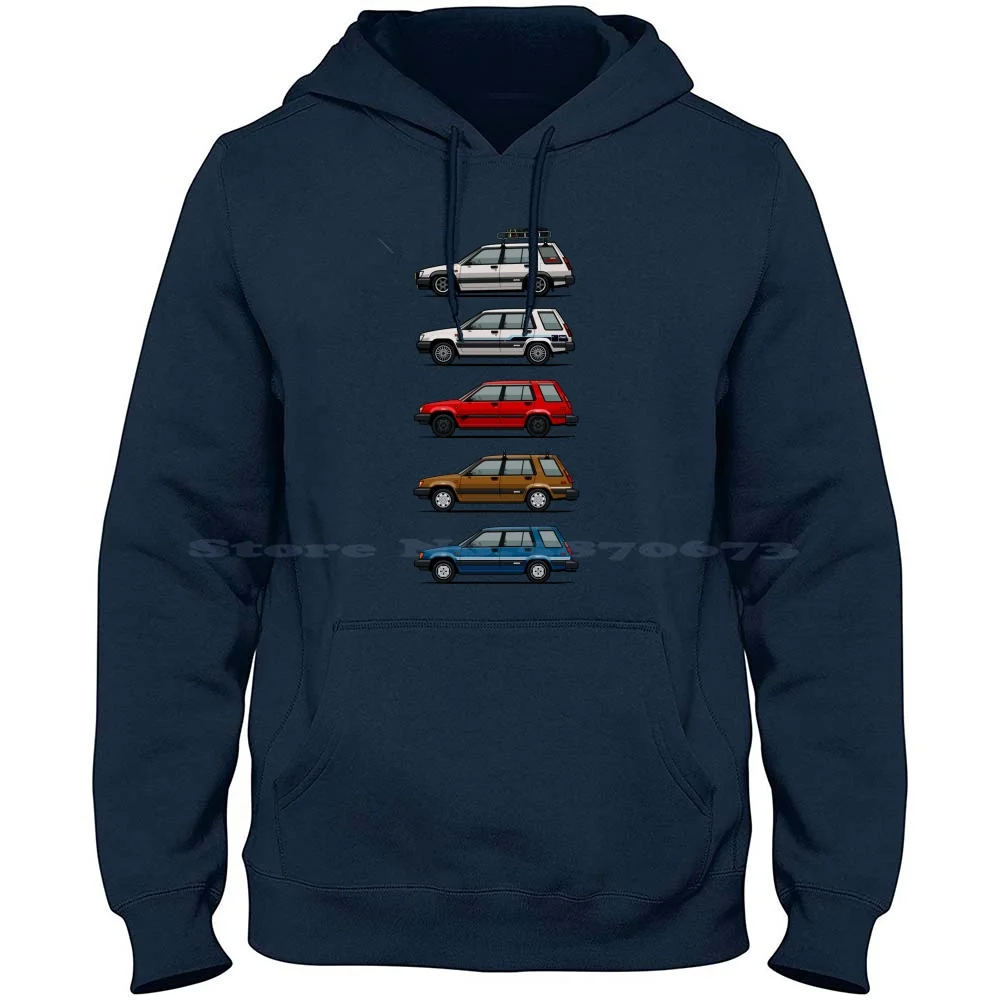 Stack Of Tercel Sr5 4Wd Al25 Wagons 100% Cotton Hoodie T Shirt Japanese Car Tercel 4Wd Four Wheel Drive 80S Car Sr5 Jdm