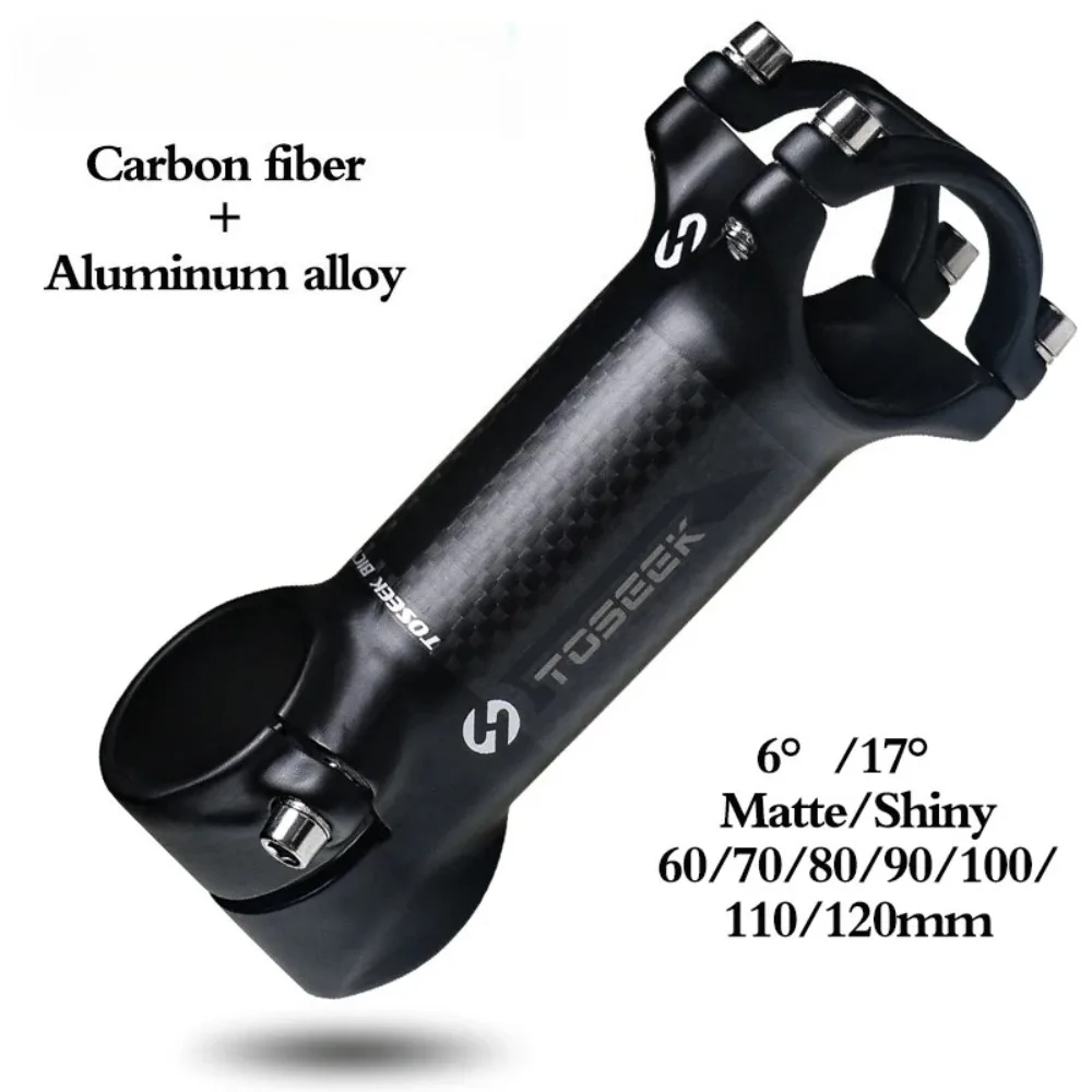 

TOSEEK Вынос руля для велосипеда, карбон-алюминиевый, для шоссейных и горных велосипедов, сверхлегкий, 31.8 мм, угол 6/17 градусов, запчасть для велоспорта