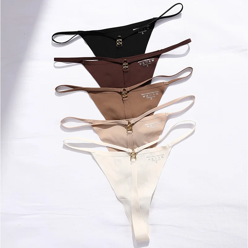 2023 Sexy Ladies T-back Skin-friendly Underpants Solid Color Patchwork Stretch Thongs Womens G-string panties