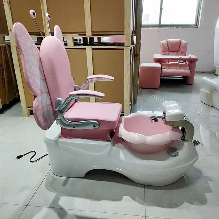 High Quality Modern pink Leather Children Manicure Chairs Luxury Butterfly Shape Cute Pedicure Chair for Kids