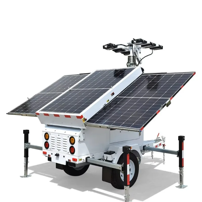 High Output Towable Lighting Tower with Long Lasting LED Panels for Mining Sites and Disaster Relief Missions
