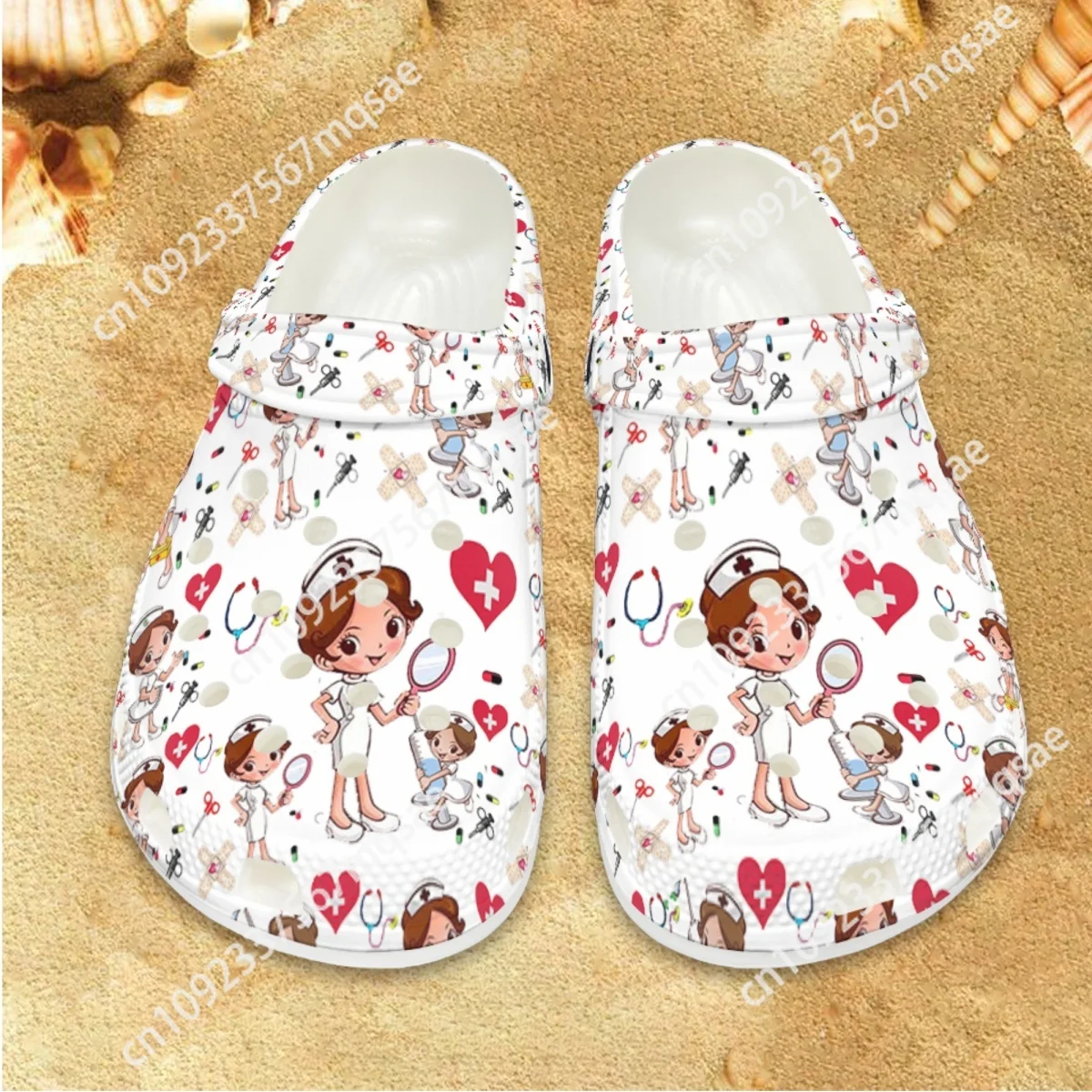 

2023 Nurse Work Shoes Non-slip Casual Medical Printing Nursing Slippers Beach Light Breathable Sandals Summer Footwear Zapatos