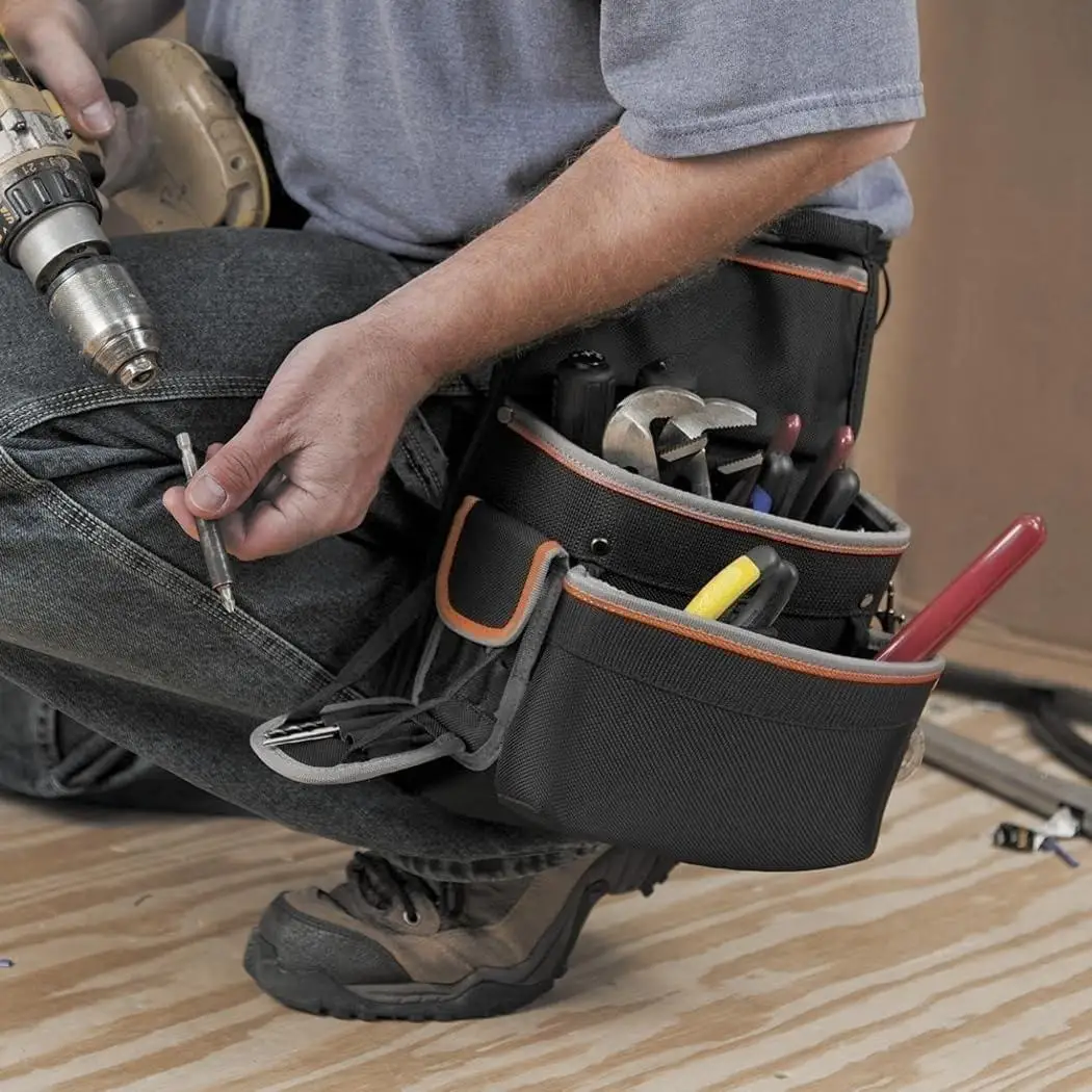 مجموعة حزام أدوات مبطنة للكهربائيين وحقيبة أدوات لراحة طويلة الارتداء ومتانة مقاس كبير #6