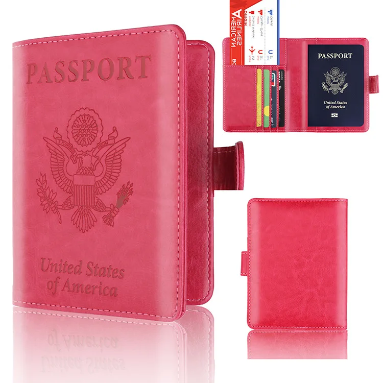 Passport Cover America the U.S. RFID Passport Holder PU Leather Cover Travel Rfid Bank Card ID Boarding Pass Card Holder