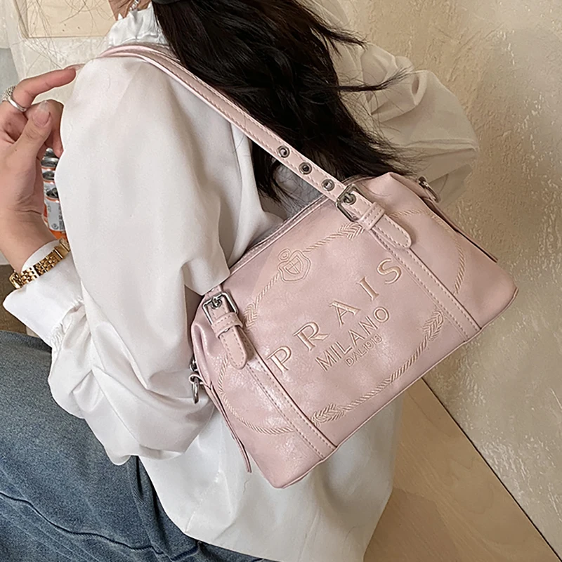 

Trendy Boston Bag Women's Versatile Shoulder Bags PU Leather Handbags Fashion Crossbody Bag Lady's Luxury Large Capacity Bags