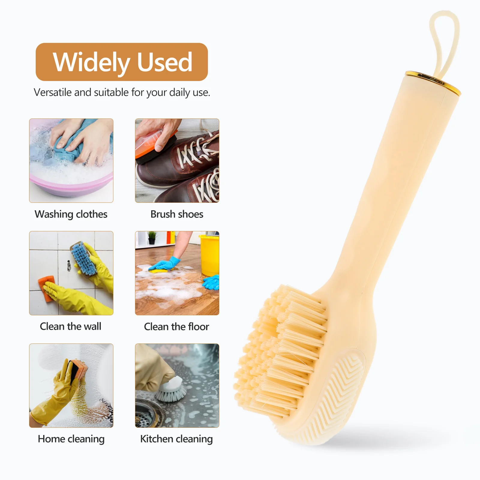 Multifunctional Press Shoe Brush Soft Bristles Cleaning Tool for Shoes Clothes Household Items Dry Wet Use Green