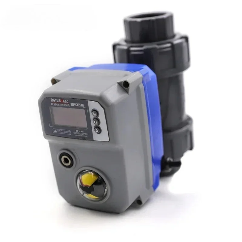 1/2 inch acid resistant PVC plastic two-way ball valve with electric actuator