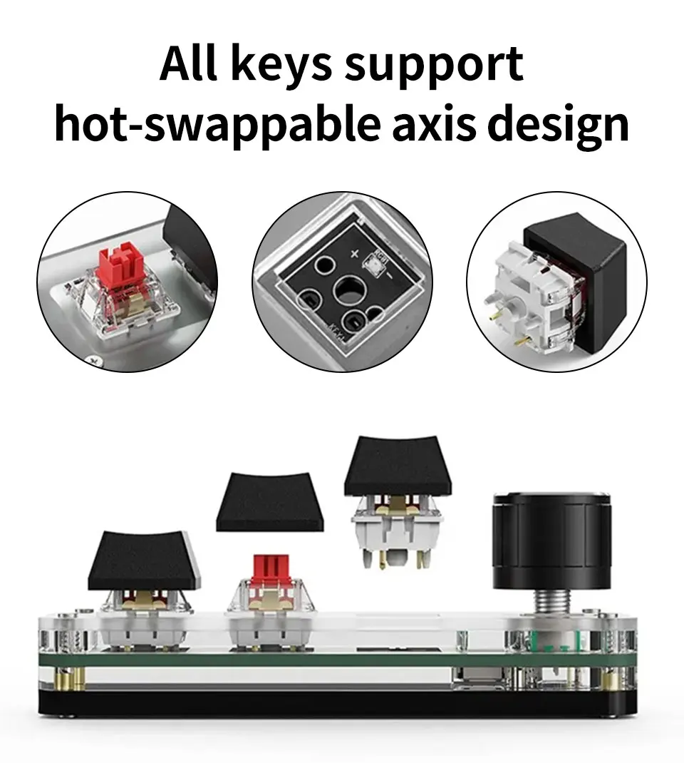 2,4G 3-Tasten Anpassen Bluetooth Tastatur Makro Knopf Kopieren Einfügen Verknüpfung Schlüssel E-sport Spiel Mini mechanische Hot Plug Mini Tastatur – Detail 7