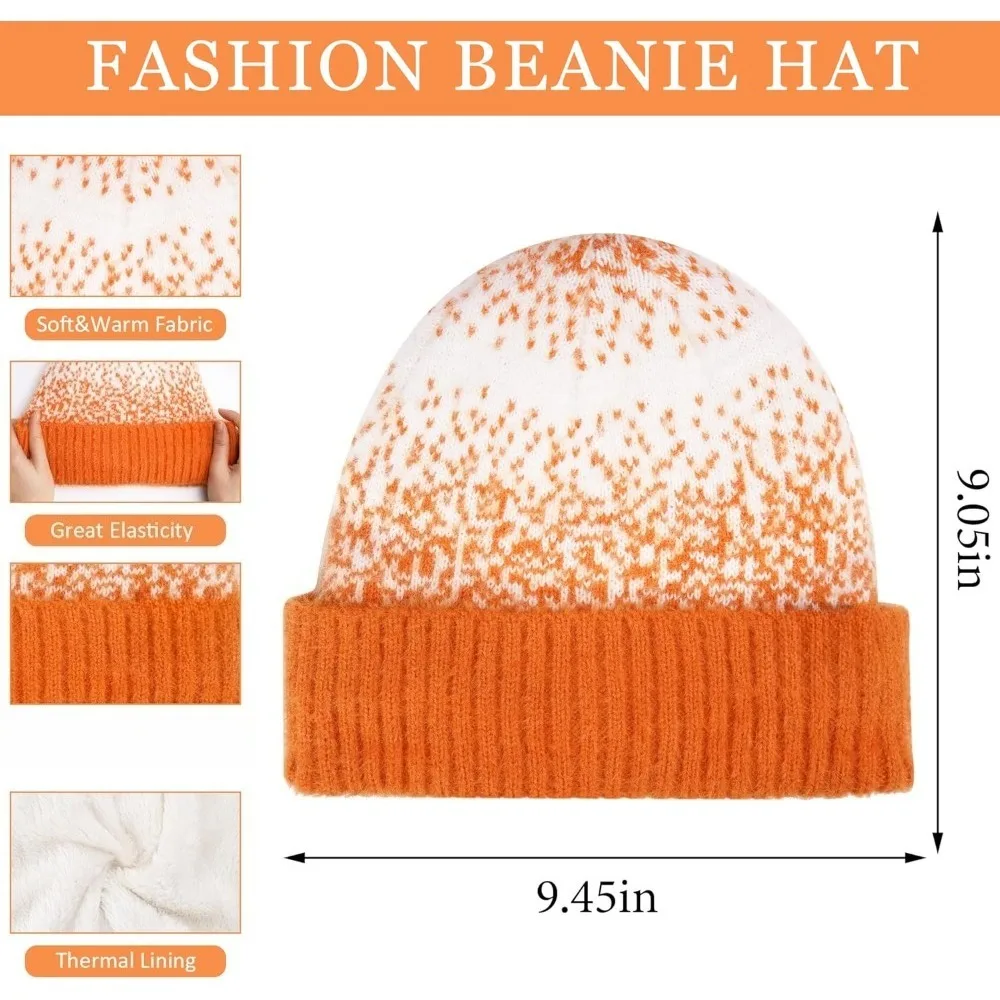 المرأة الشتاء قبعات صغيرة متماسكة وقفازات لمس وشاح طويل مجموعة مع الدافئة صوف مبطن قبعات الجمجمة الأوشحة للنساء