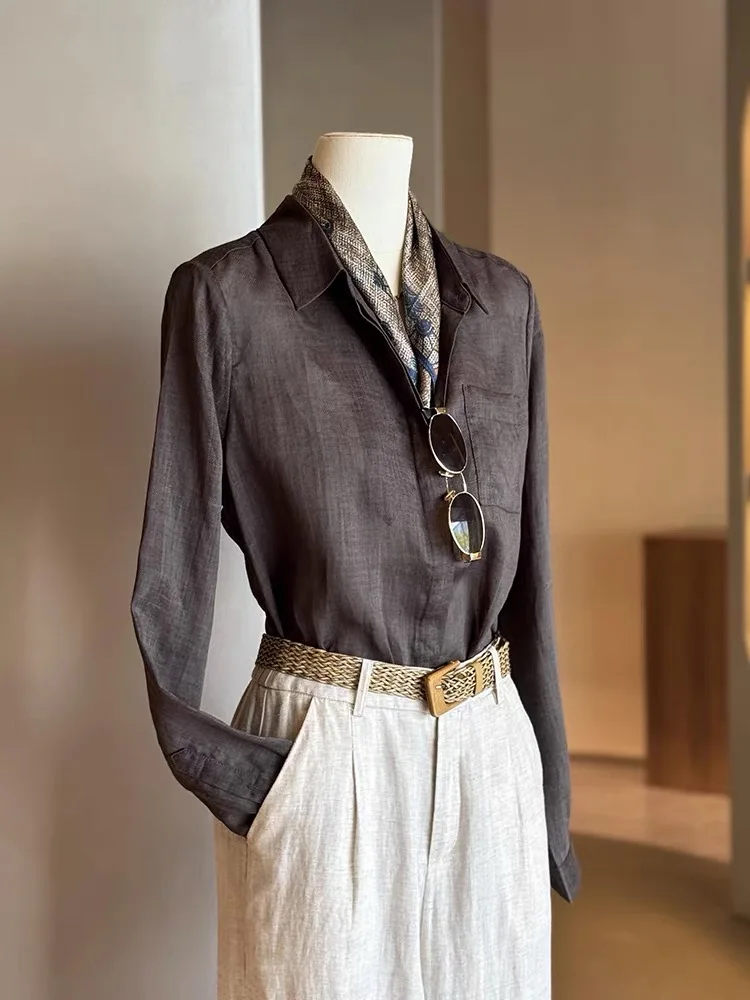 Lâche Long col Sve Protection solaire irt pour les femmes couleur café profond paresseux Sle climatisation haut coréen Sle S...