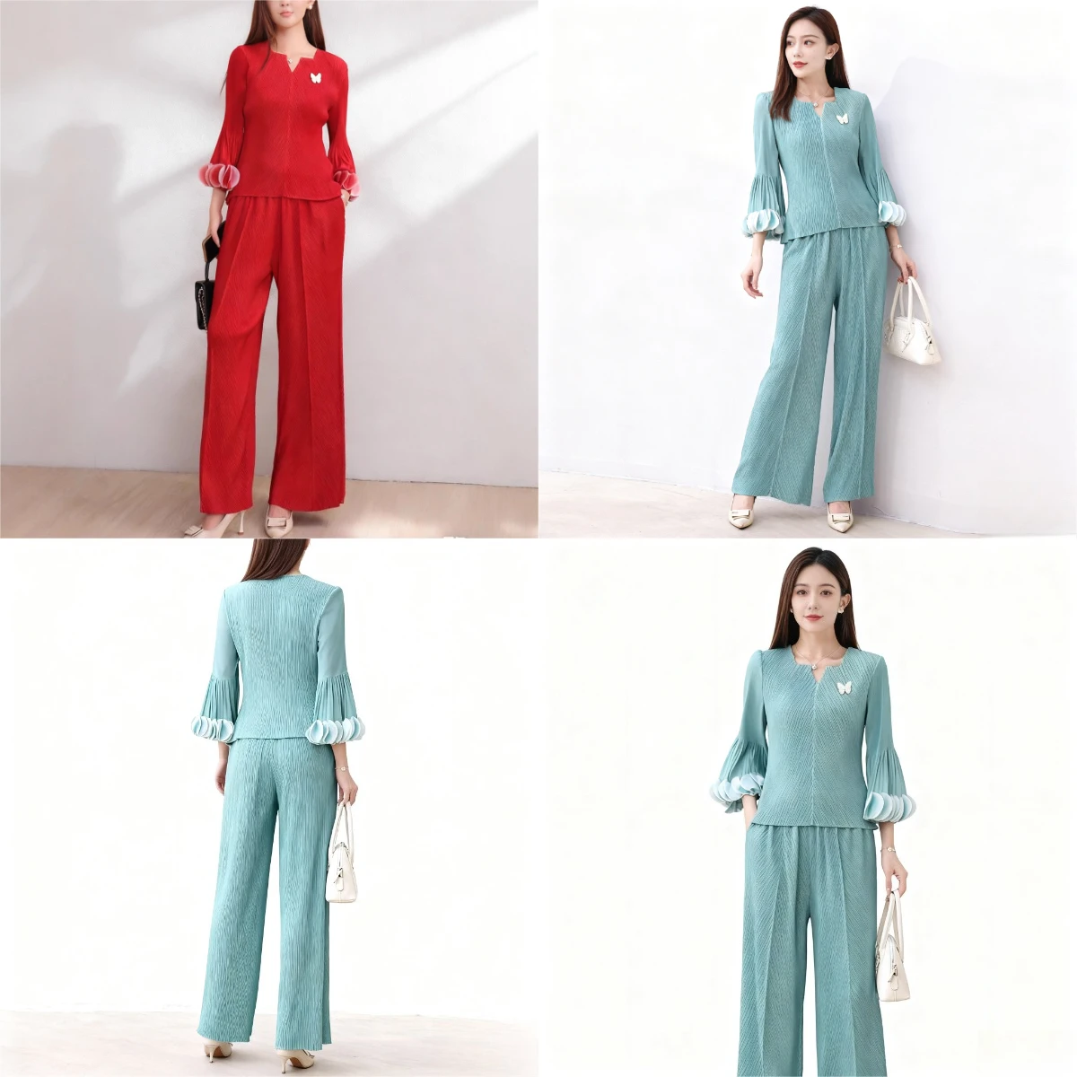 

Miyake Fold 2025 New Autumn/Winter Fashion Fold Wide Leg Pants Set Women's Two Piece Set Loose Large Top Style Matching Pleats