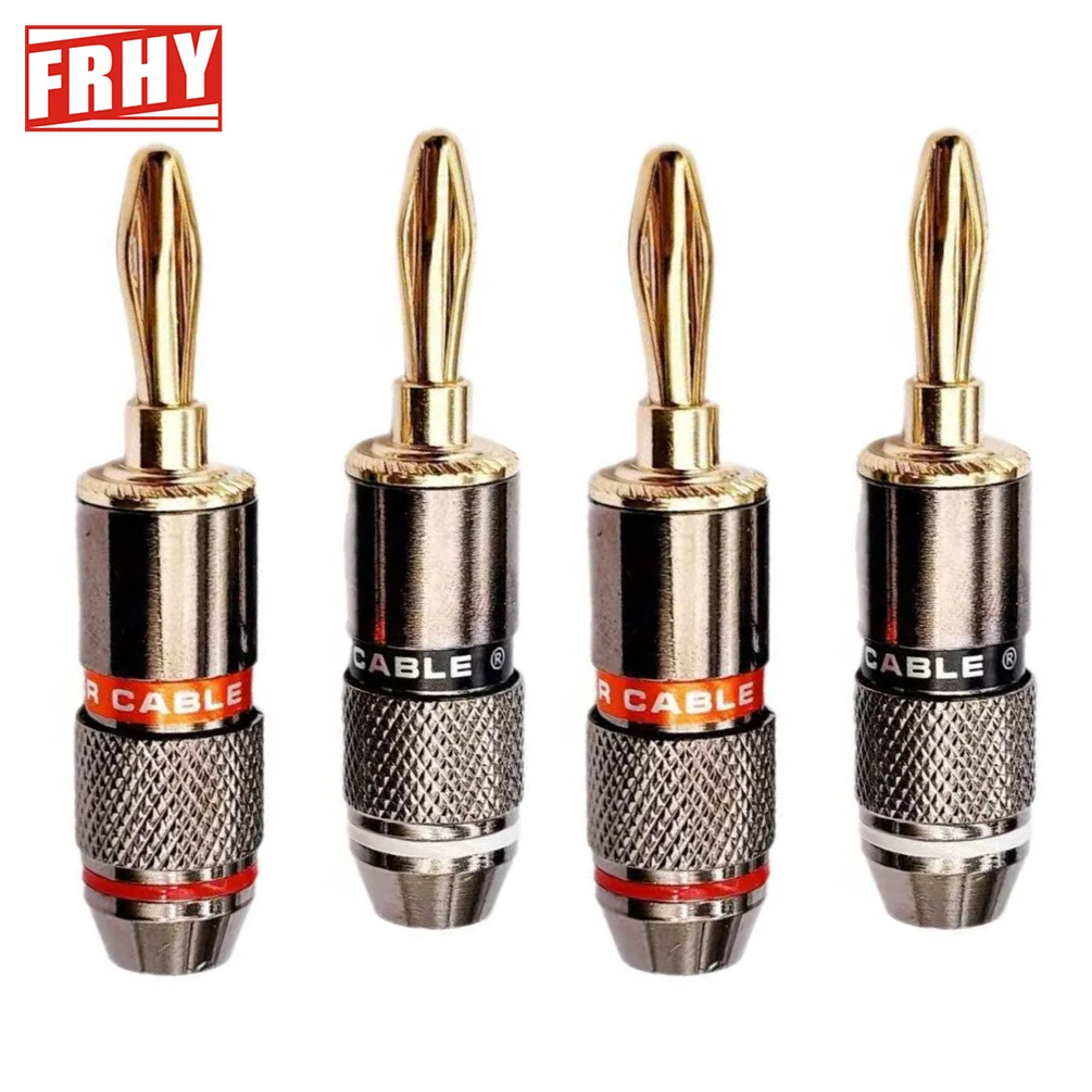 4PCS 4mm 24K Gold-Plated Pure Monster Copper Speaker Adapters - Screw-Type Audio Connectors for High-Fidelity Sound Systems