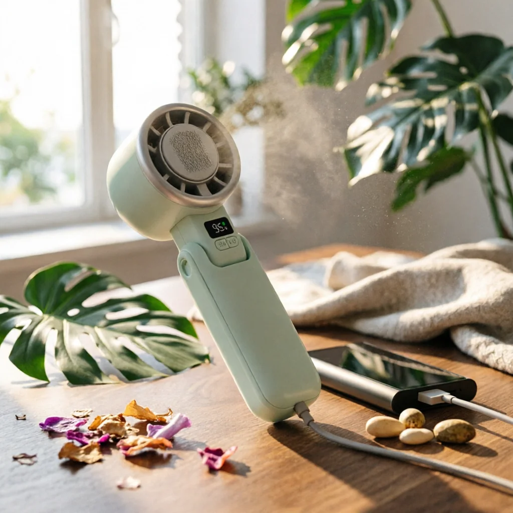 Portable Handheld Fan Slim Ice Cooling Fan Hanging Point Instant Cool