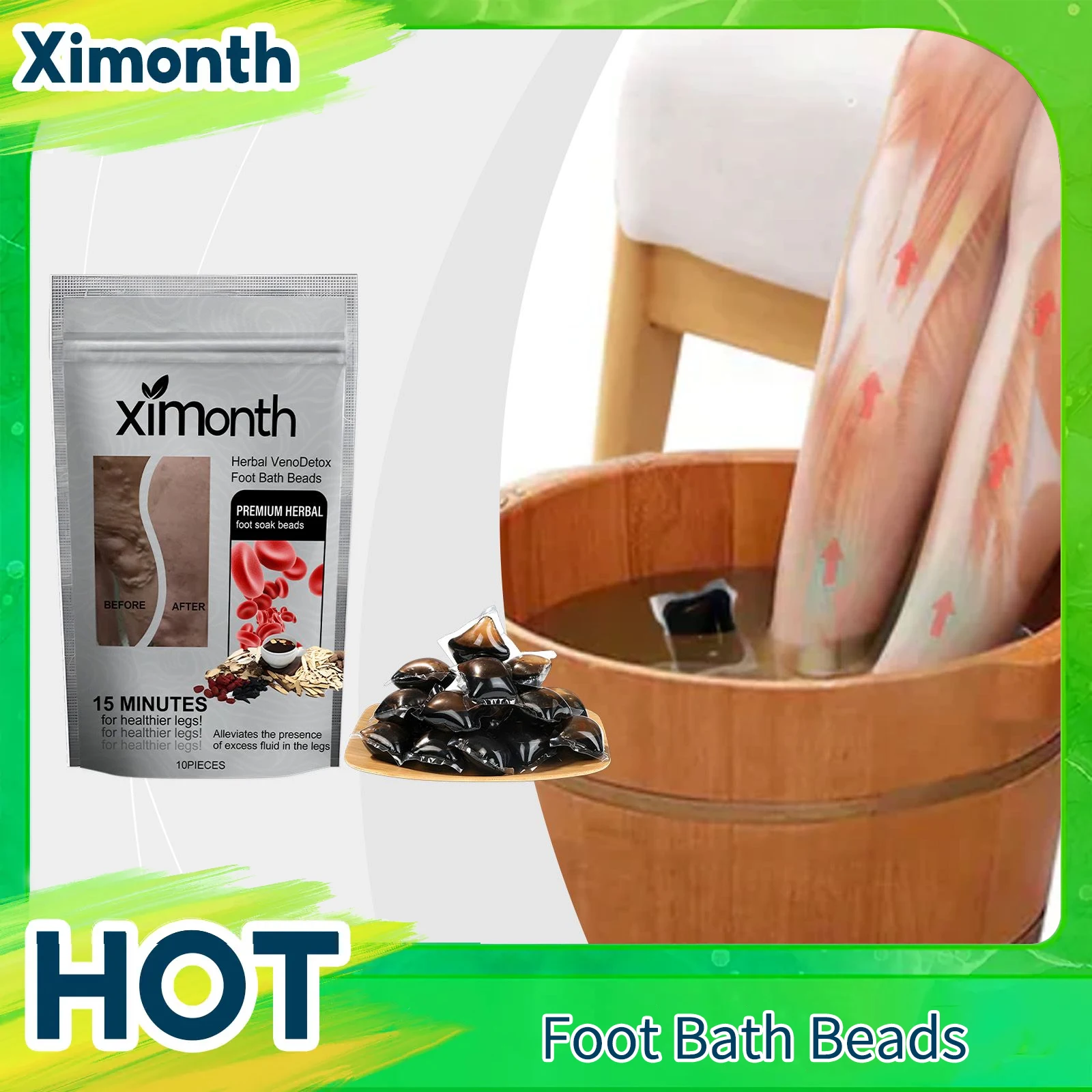 

Herbal Venodetox Foot Bath Beads Varicose Veins Relieve Swelling Relax Muscles Reduce Edema Improve Metabolism Foot Soak Beads