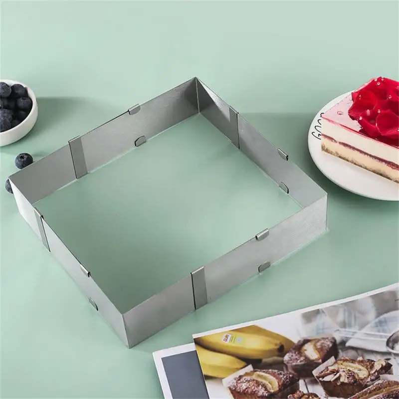 1/2PCS Round and Square Adjustable Mousse Ring Set Stainless Steel Cake Baking Mold Birthday Wedding Cake Decorating Bakeware