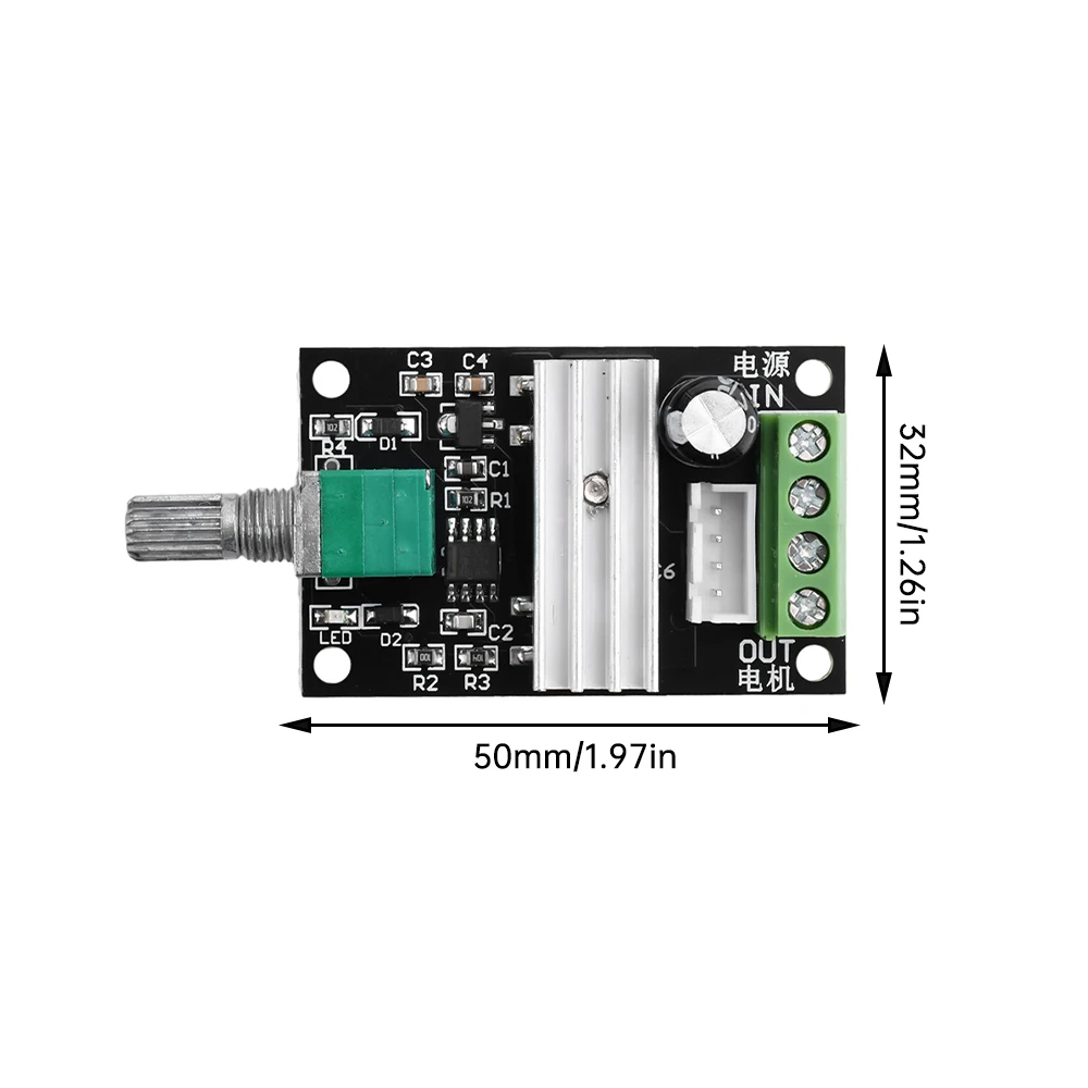 DC6-28V 3A 80W PWM DC Motor Speed Controller Regulator Adjustable Variable Speed Reversible Switch Control Potentiomet