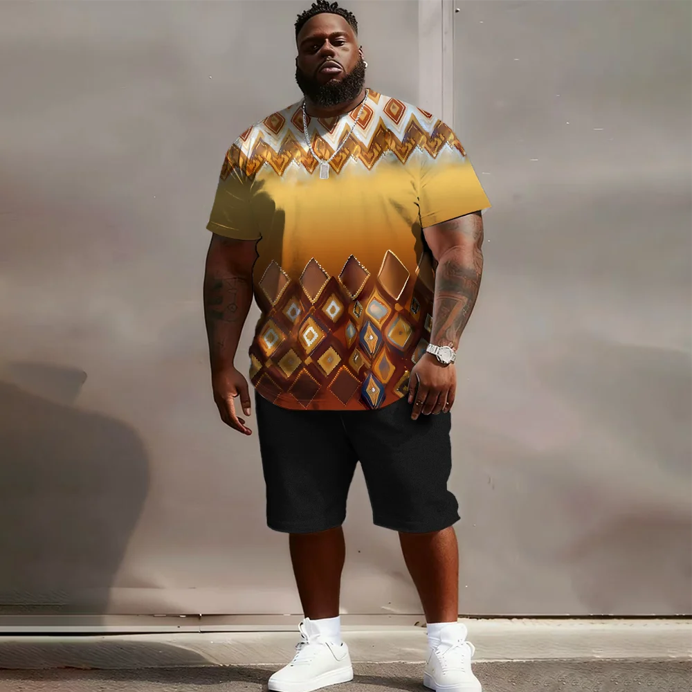 

S-9xl plus size Big & Tall Short Sleeve Set (Plaid & Texture): - Durable Lightweight Material, Stylish Plaid + Woven Texture,