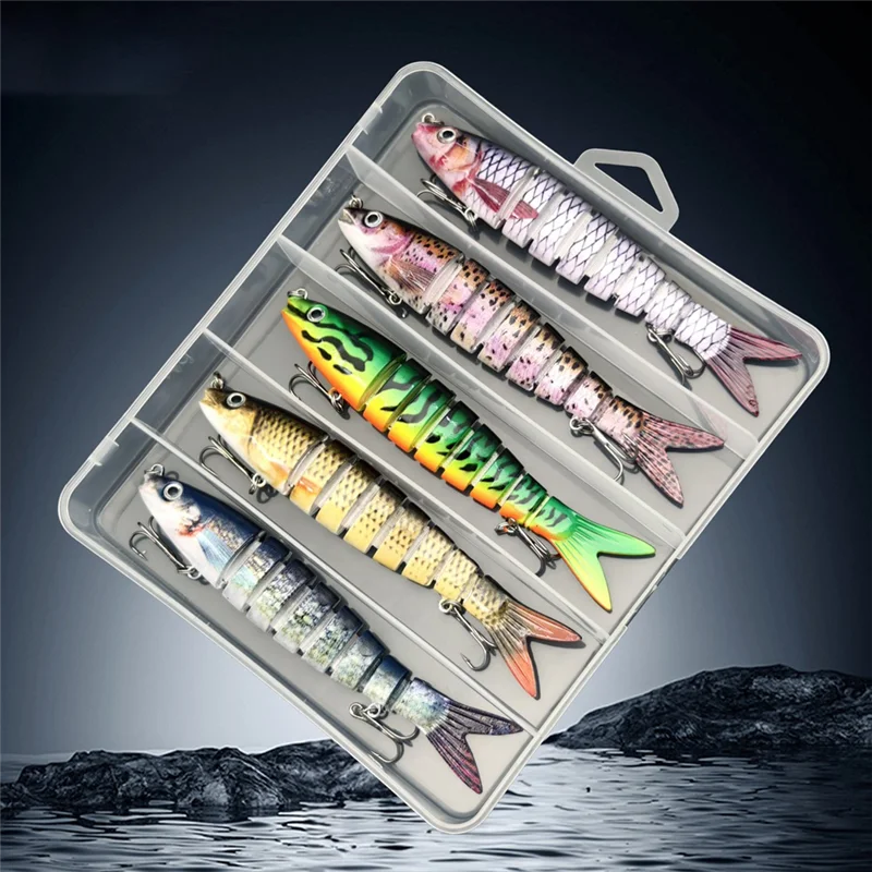 Multi Jointed Artificial Bait 5Pcs Fishing Lure Slow Sinking Bionic Fish Attractor Gift For Men