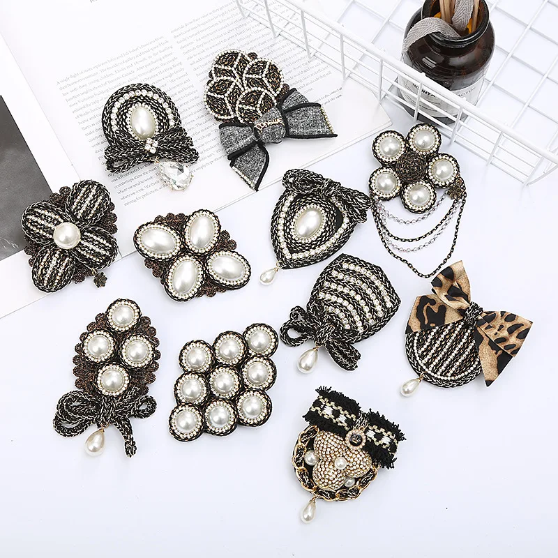 

SHMIK Classic Pearl Tassel Bow Badges For Women Men Vintage Handmade Weave Brooches Pins Suit Clothing Accessories Unisex Pin
