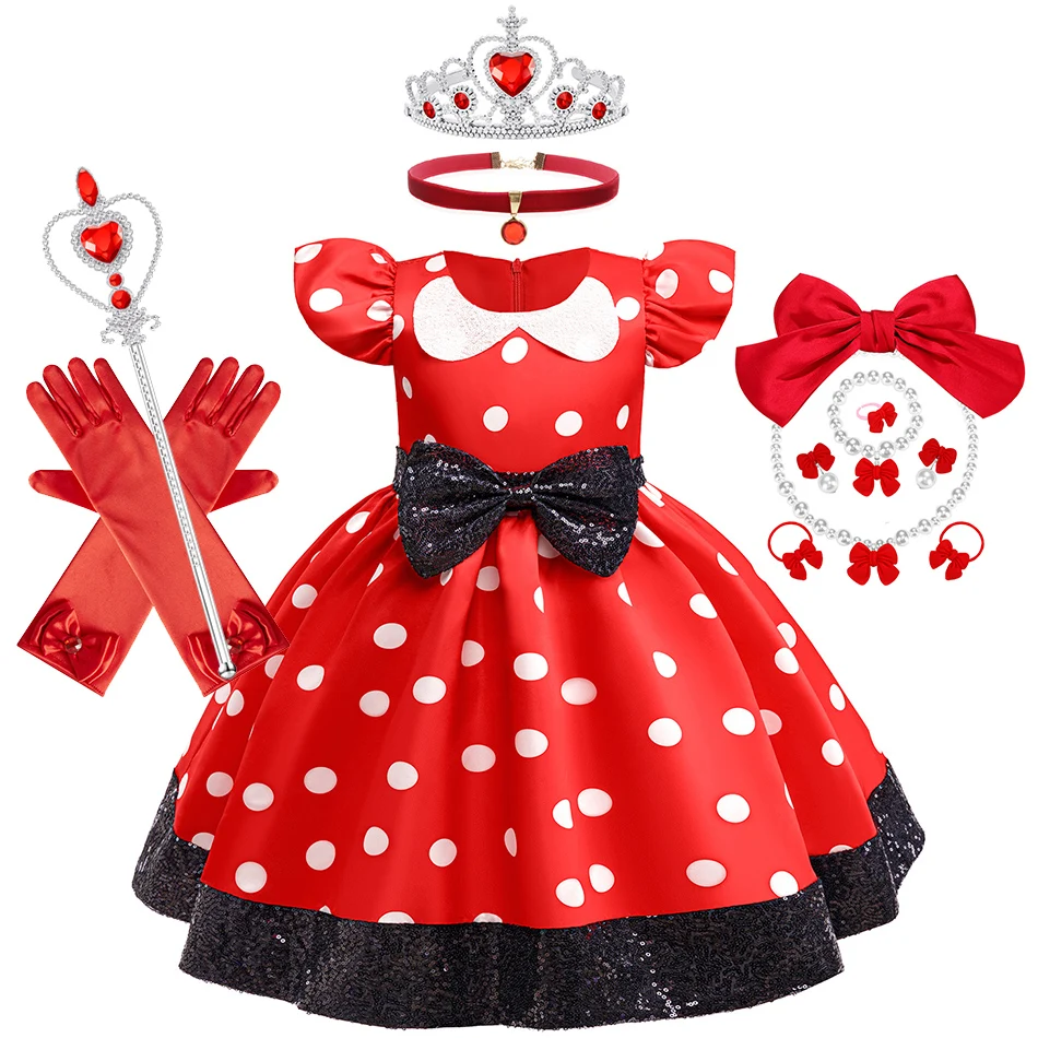 

Baby Girl Mickey Dress Up Dresses Child Girl Halloween Minnie Cosplay Costume Sequin Dot Princess Birthday Party Outfits