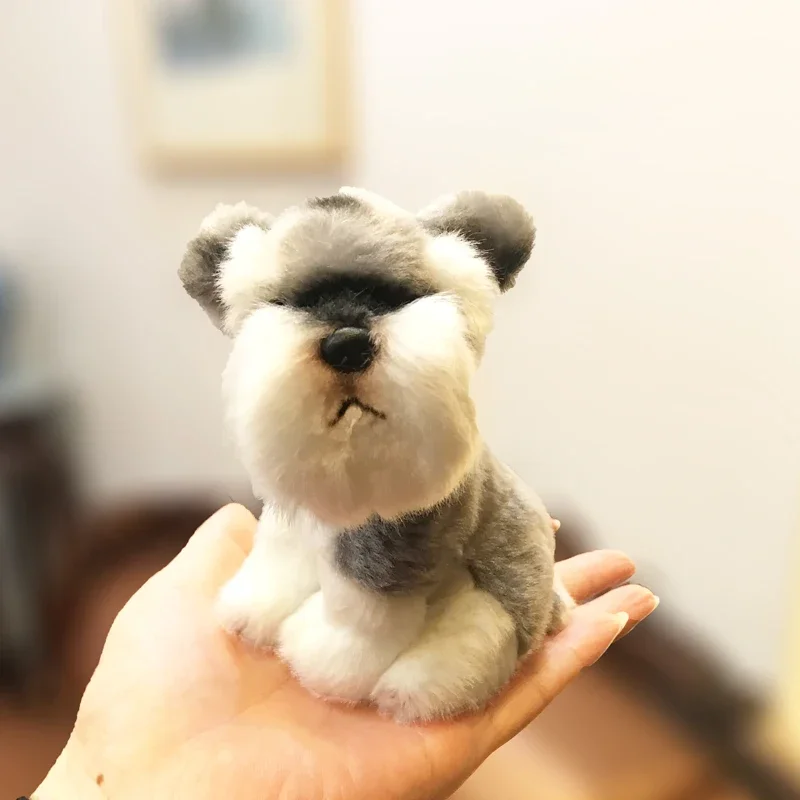 9cm 3 1/2 inch Cute Small Schnauzer Puppy Lifelike Dog Plush Toy Soft Home Decoration Fluffy Adorable Birthday Gift for Children