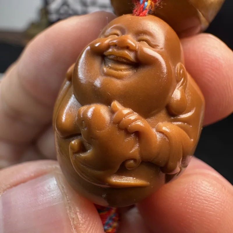 Olive Pit Carved Maitreya Buddha Bracelet, Finely Crafted, Suitable Both Men And Women