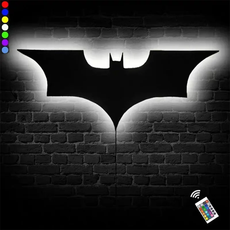 Appliques murales Cool LED avec télécommande sans fil, lampes de chevet, changement de forme de chauve-souris, changement de document, escales, logo, chaud, 2025, 40cm