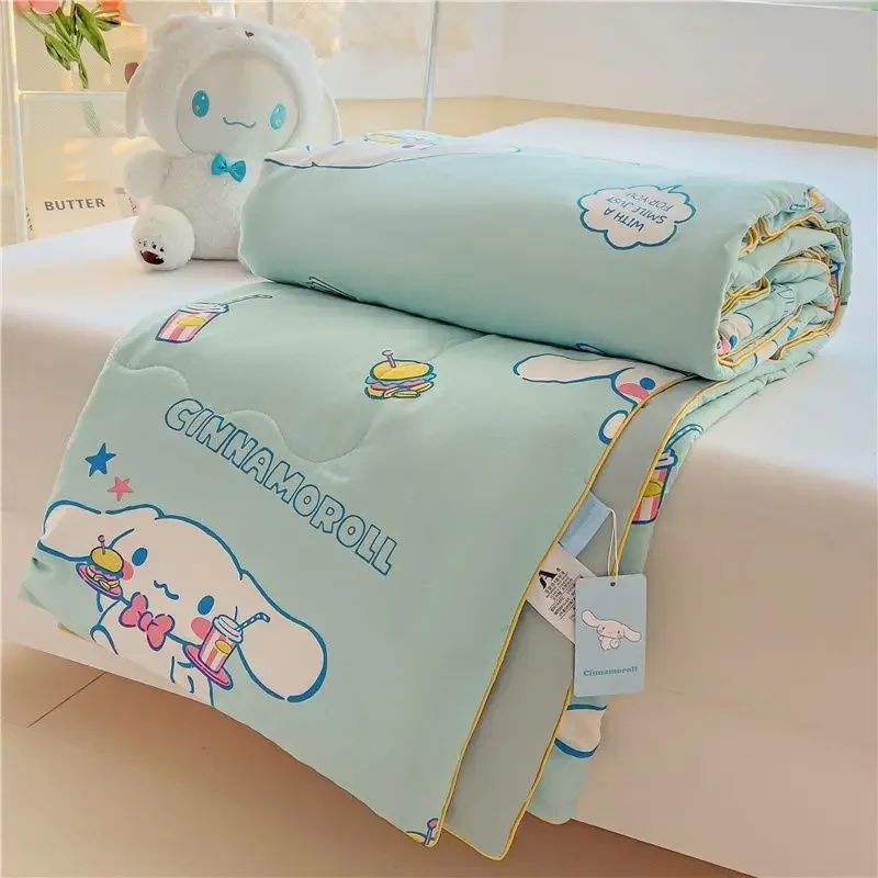 Sweet Kawaii MINISO Hello Kitty Anime Kuromi Bed Decoration Cute Cinnamoroll Washable Soft Comforter Quilt Cover Gifts Toys
