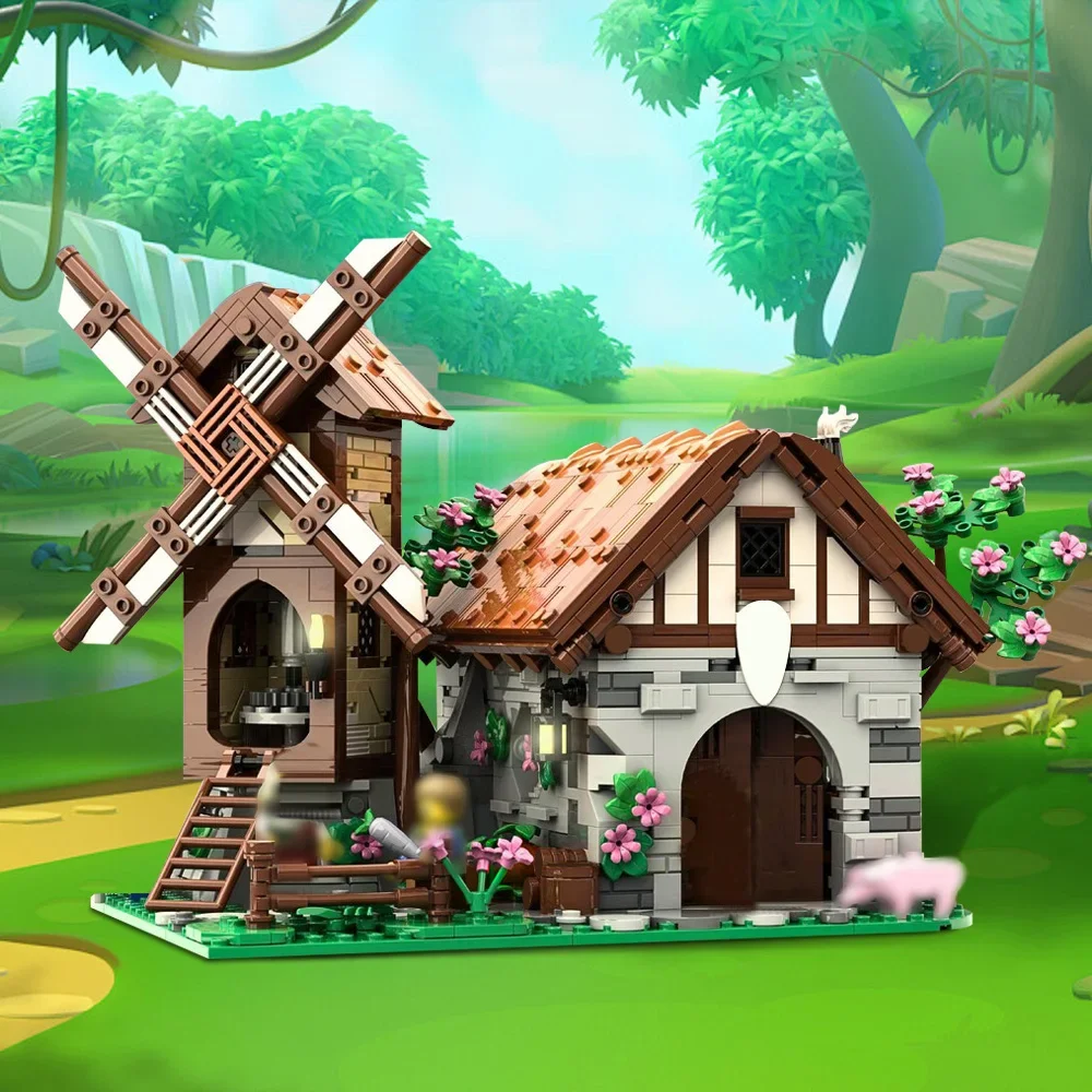 고브릭스 MOC 대장장이 브리즈 빌딩 블록 모델 중세 대장장이 집 거리 풍경 건축 블록 조립 장난감 선물