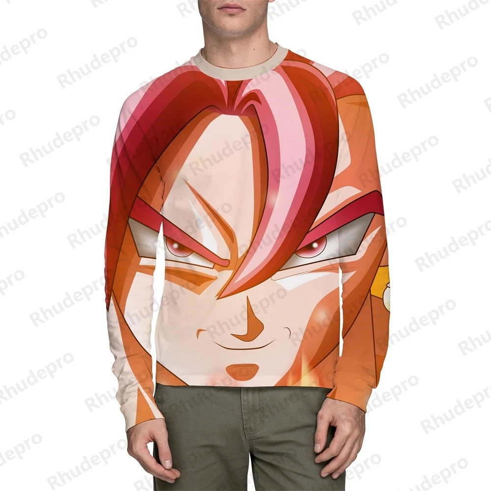 Camiseta Dragon Ball de manga comprida masculina, streetwear estilo Harajuku, roupas extragrandes, tendência Goku, alta qualidade, roupas Y2K, presente, 2024