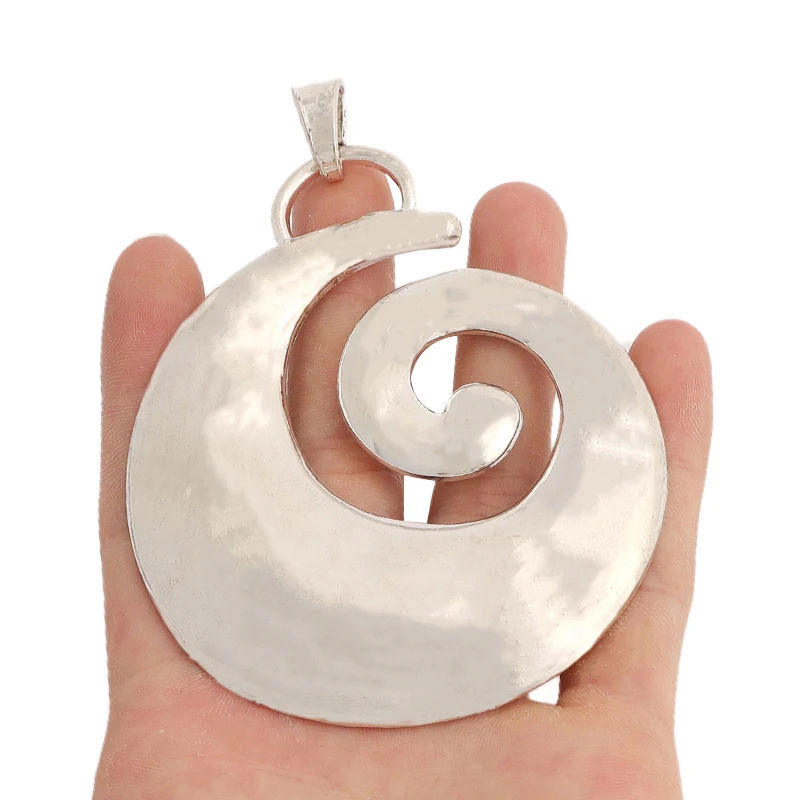 1pc Gold/Silver Color Oversized Spiral Swirl Vortex Fashion Pendant For DIY Tribal Necklace Making Jewellery Accessories