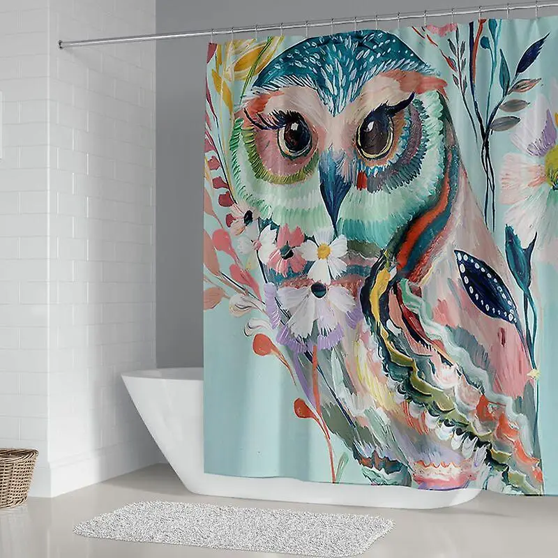 

Очаровательная водонепроницаемая занавеска для душа с изображением совы и цветов для домашнего декора ванной комнаты Стильный дизайн для улучшения эстетики пространства идеально
