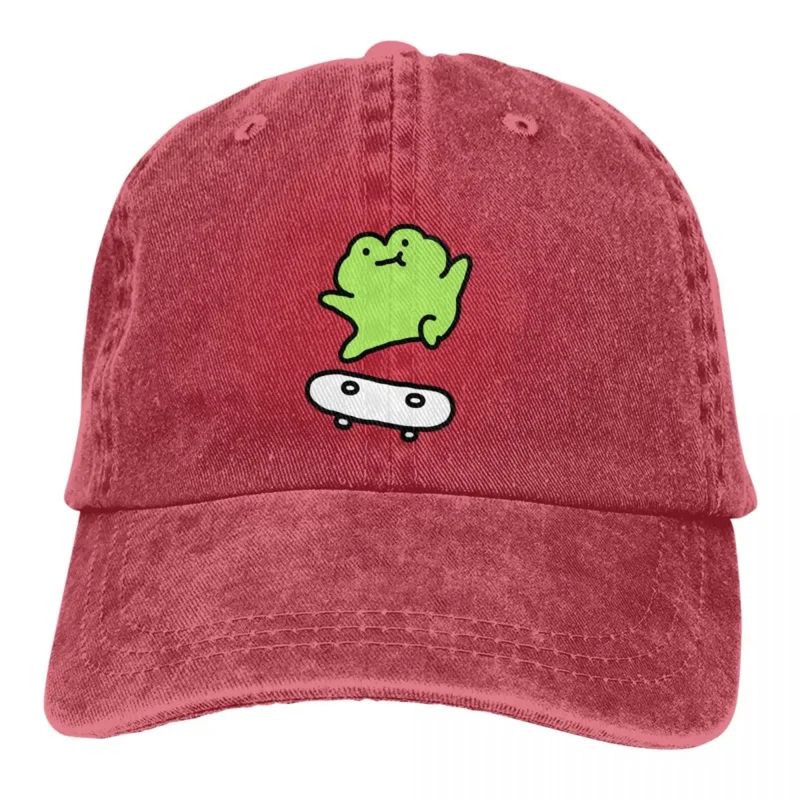 

Washed Men's Baseball Cap Frog Trucker Snapback Caps Dad Hat Meme Golf Hats