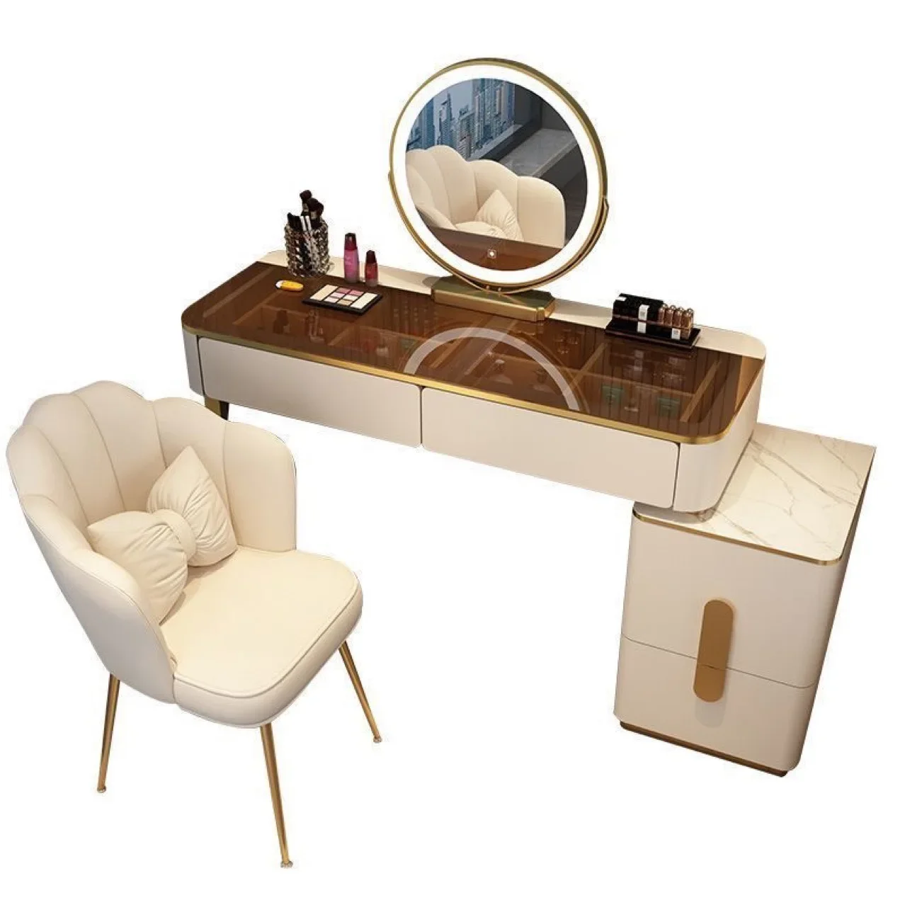 Makeup chair light luxury, girls bedroom simple modern dresser stool, backrest