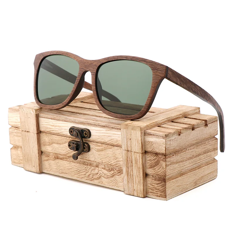 

The New 2023 Black Walnut Wood Sunglasses For Man Polarized High Quality Sqare Laminated Wood Sun Glasses Men UV400 Glasses